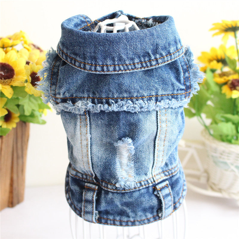 Pet Dog Cat Blue Denim Jeans Jacket Coat Vest - Purrfect Pet Kingdom