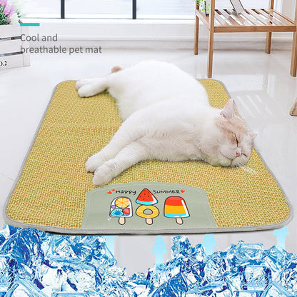 Premium Large Cooling Rattan Pet Mat with Supportive Sponge