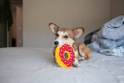 Holiday Cherry Red Donutz Sprinkles Squeaky Dog Toy