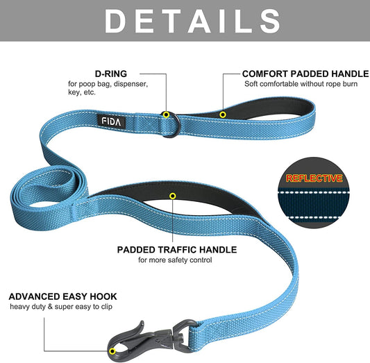 5 foot durable dog leash for large dogs with padded handles and reflective design for visibility