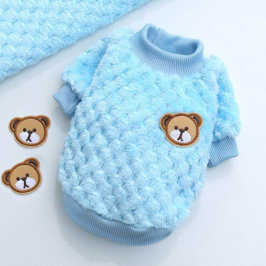 Purrfect Pet Kingdom Fleece Pet Apparel for Dogs - Cozy Blue Bear Sweater L Sky Blue Purrfect Pet Kingdom