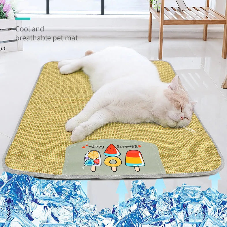 FLIPSTYLEZLLC - Premium Large Cooling Rattan Pet Mat with Supportive Sponge - Pet Beds