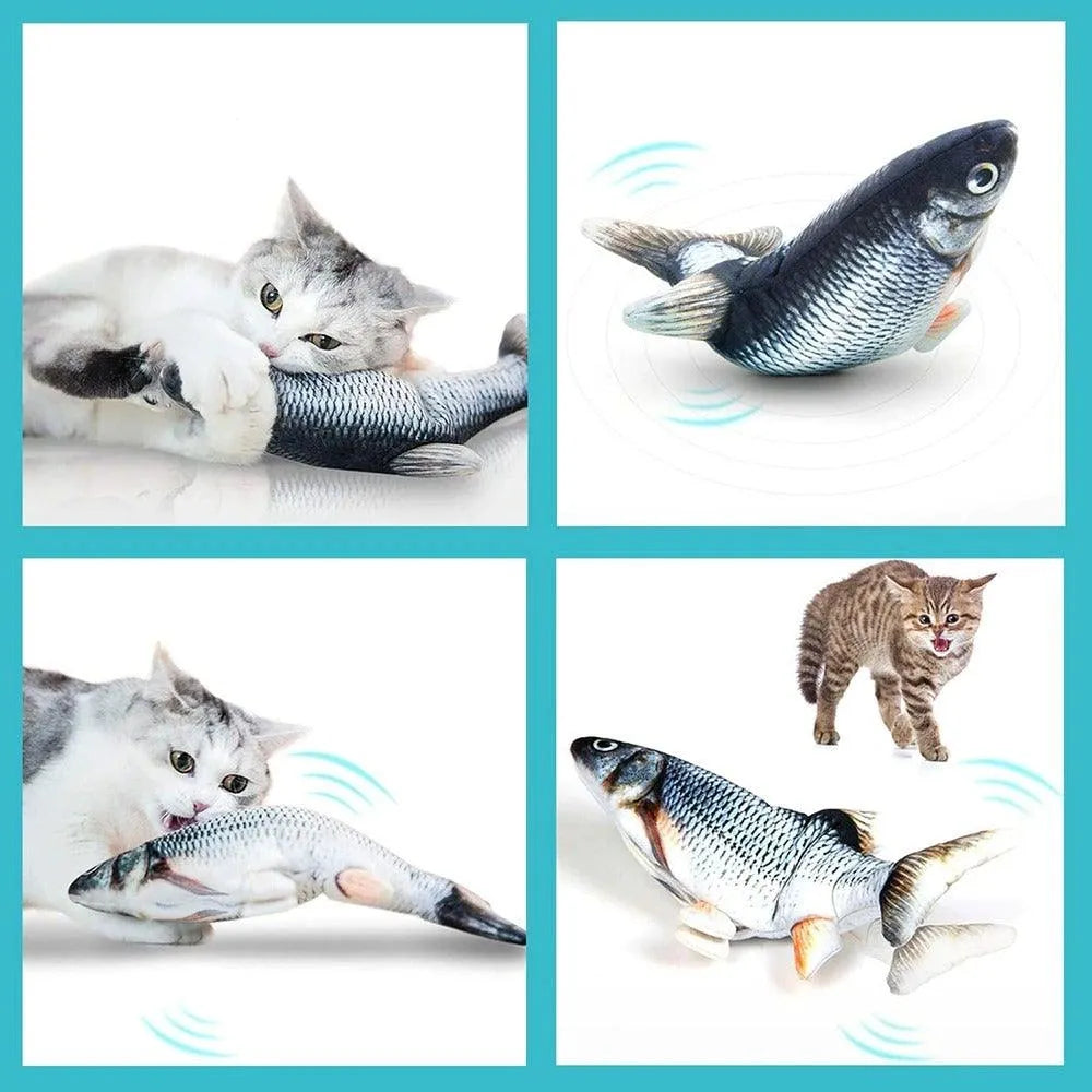 Floppy Fish Cat Toy by Stevvex in blue, an interactive dancing fish toy for cats, perfect for exercise and play.