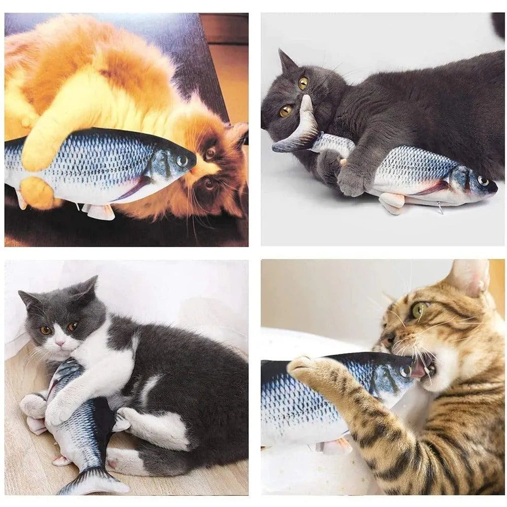 Floppy Fish Cat Toy by Stevvex in blue, an interactive dancing fish toy for cats, perfect for exercise and play.