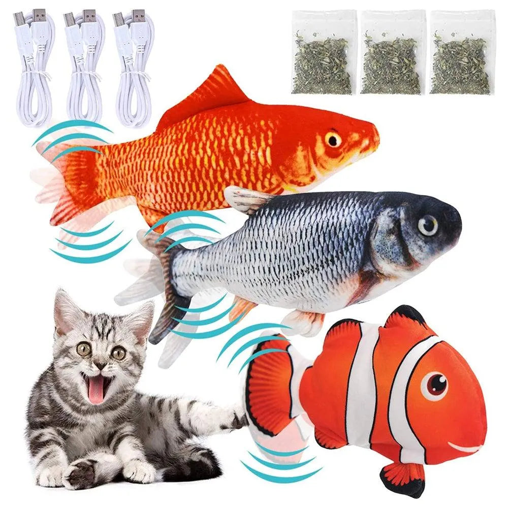 Floppy Fish Cat Toy by Stevvex in blue, an interactive dancing fish toy for cats, perfect for exercise and play.