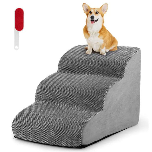 Purrfect Pet Kingdom Dog Steps - Soft & Sturdy Foam Steps for Sofa Gray Purrfect Pet Kingdom