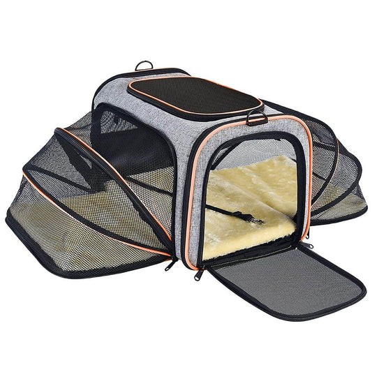 Purrfect Pet Kingdom Foldable Cat and Dog Travel Bag Orange Purrfect Pet Kingdom