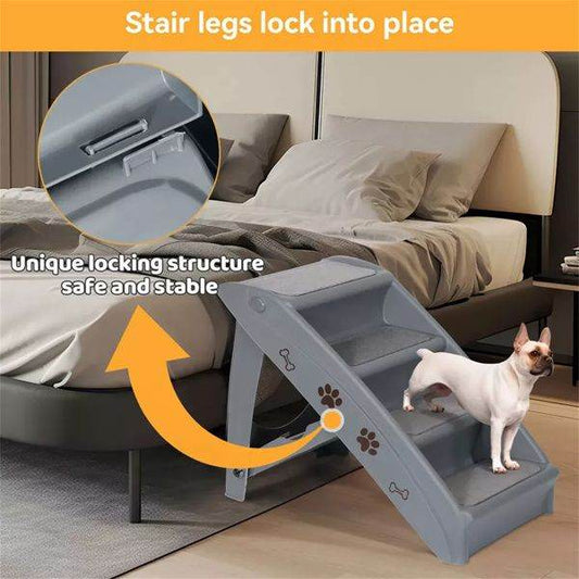 Purrfect Pet Kingdom Foldable Dog Ramp Stairs Gray Purrfect Pet Kingdom