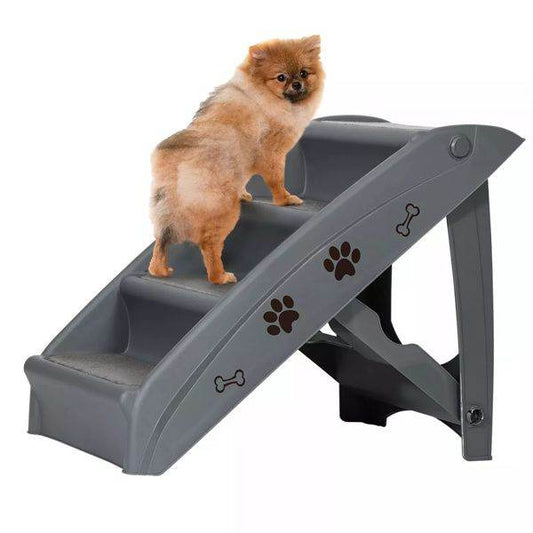 Purrfect Pet Kingdom Foldable Dog Ramp Stairs Gray as picture Purrfect Pet Kingdom