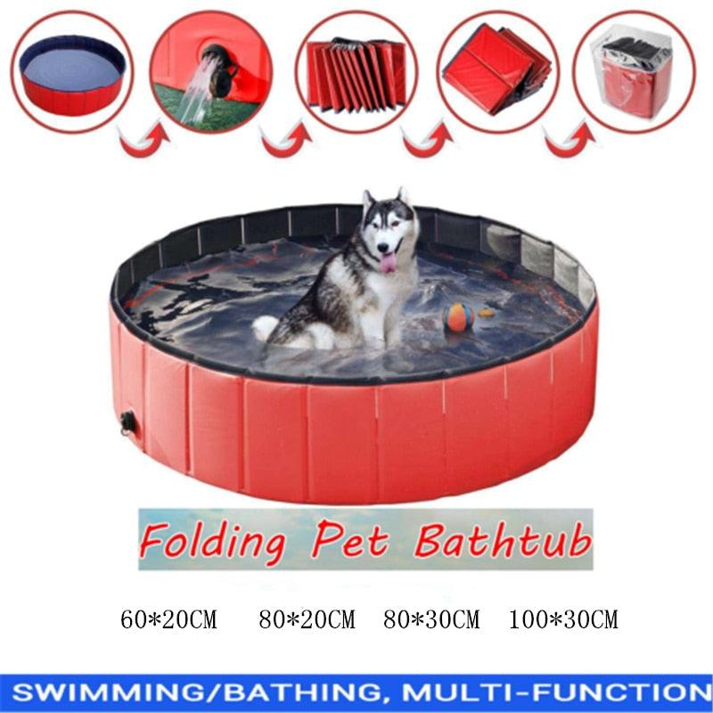 Foldable Pet Dog Cat Swimming Pool PVC Bathing Washing Dog Tub Bed Large Small Dog Swimming House Bed Summer Pool Portable Bathtubs PVC Non-Slip Foldable For small and Medium Dog | Purrfect Pet Kingdom™