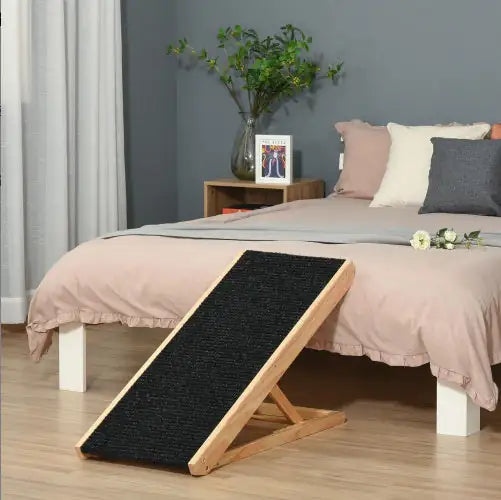 Purrfect Pet Kingdom foldable ramp for pets with a sturdy wooden frame for easy access to beds