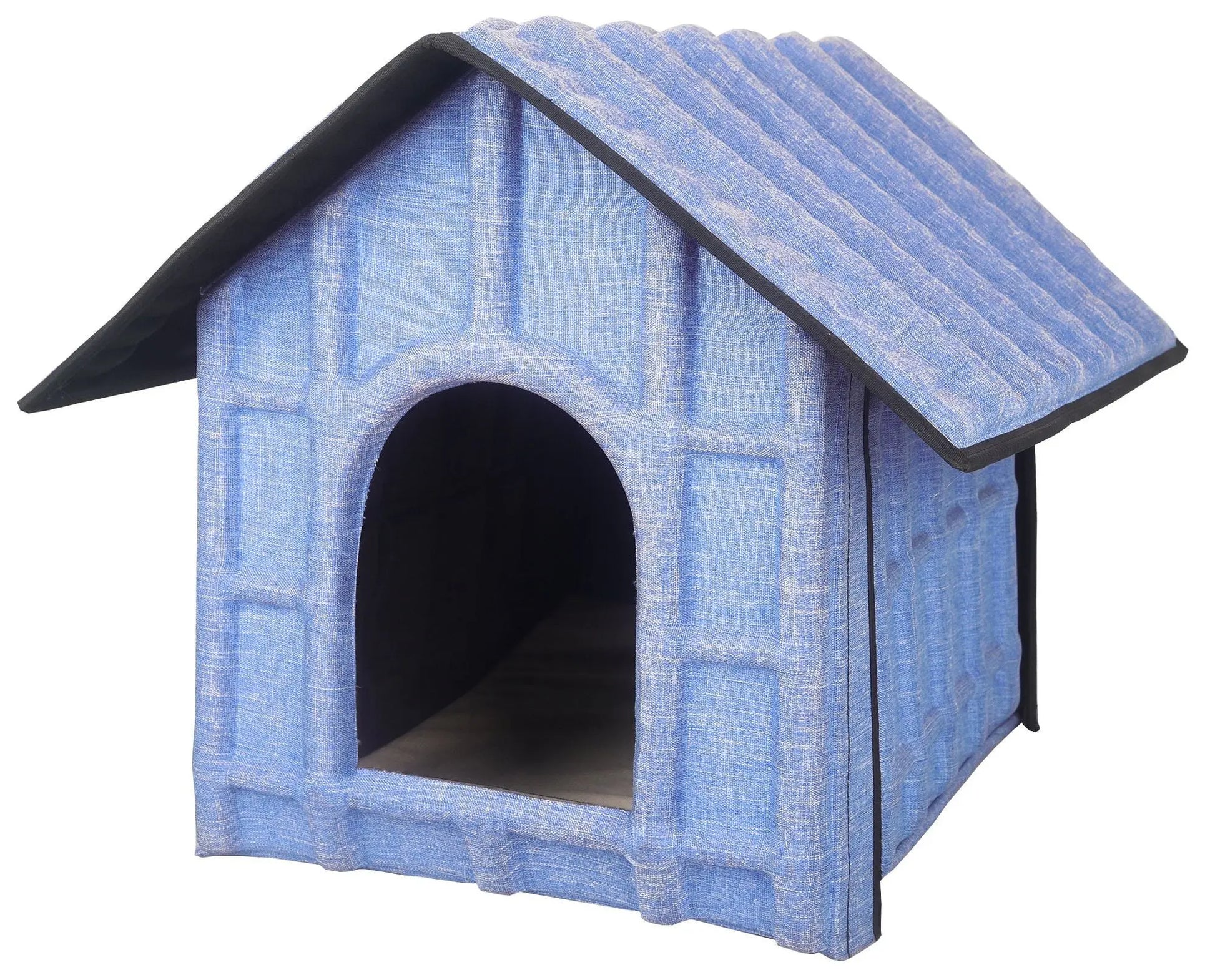 Purrfect Pet Kingdom folding indoor outdoor dog shelter in blue with soft fabric and house-shaped design