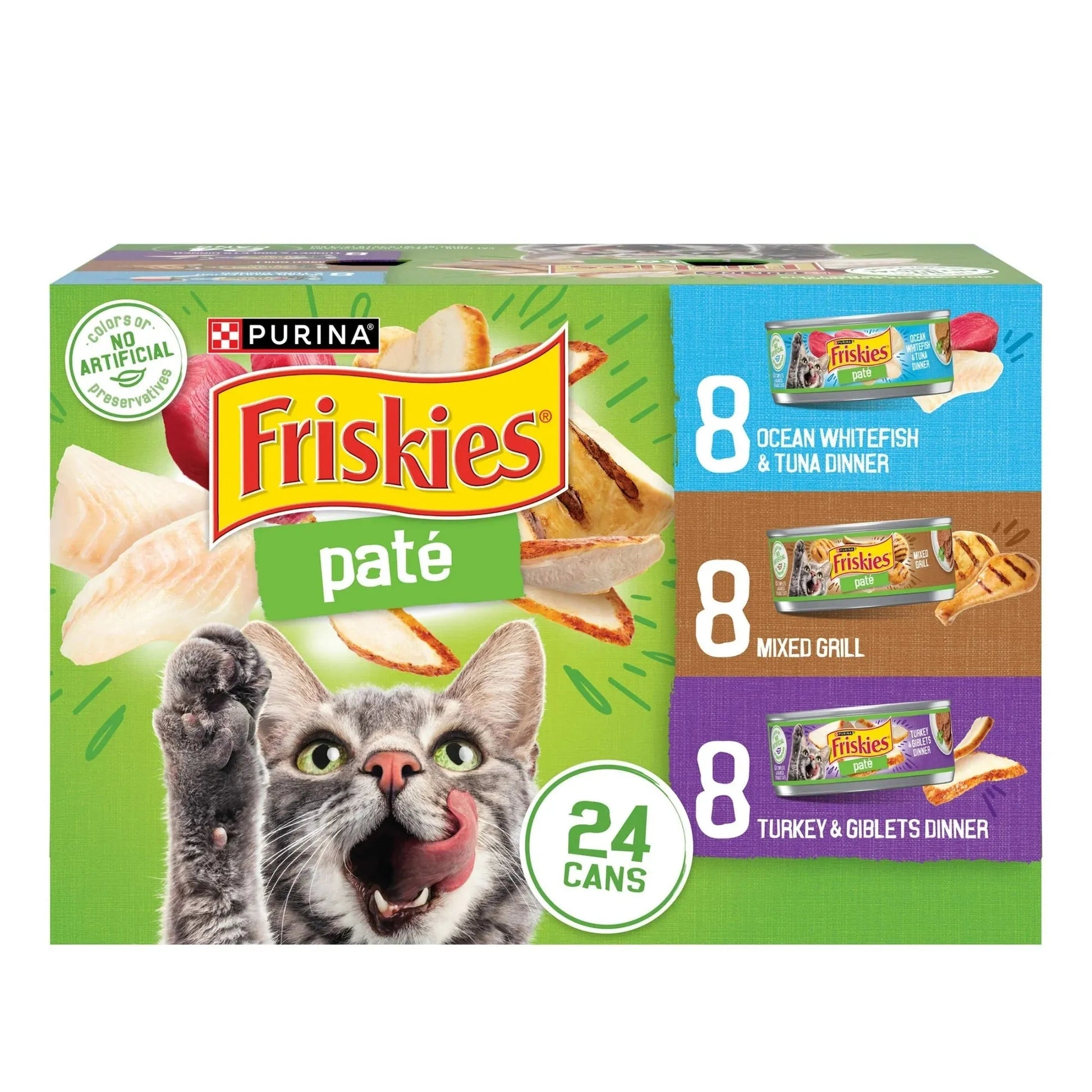 Friskies Classic Pate Variety 5.5oz 24ct cat food by Purrfect Pet Kingdom, showcasing a colorful assortment of flavors in ...