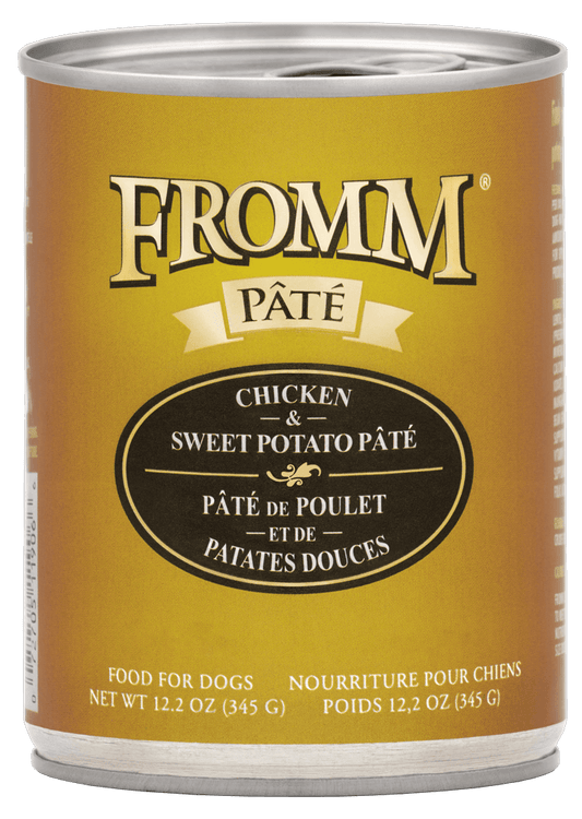 Fromm Grain Free Wet Dog Food Chicken and Sweet Potato Pâté in a 12.2 oz can