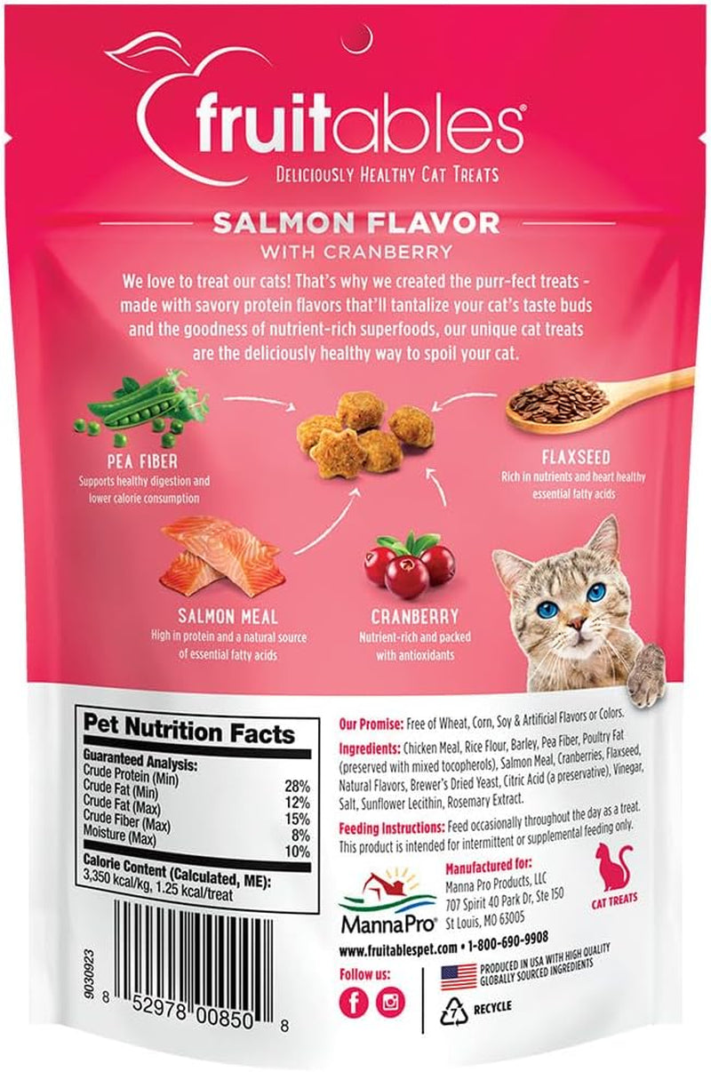 Fruitables Salmon Flavor with Cranberry grain free salmon cat snacks for healthy feline treats