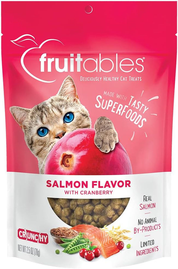 Fruitable Salmon Flavor with Cranberry Crunchy Cat Treats, grain free salmon cat snacks for healthy felines