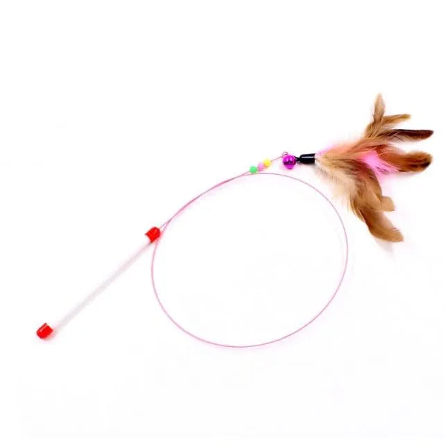 Funny Feather Bird with Bell Cat Stick Toy by Stevvex, colorful plush teaser wand for kittens, ideal for interactive play.