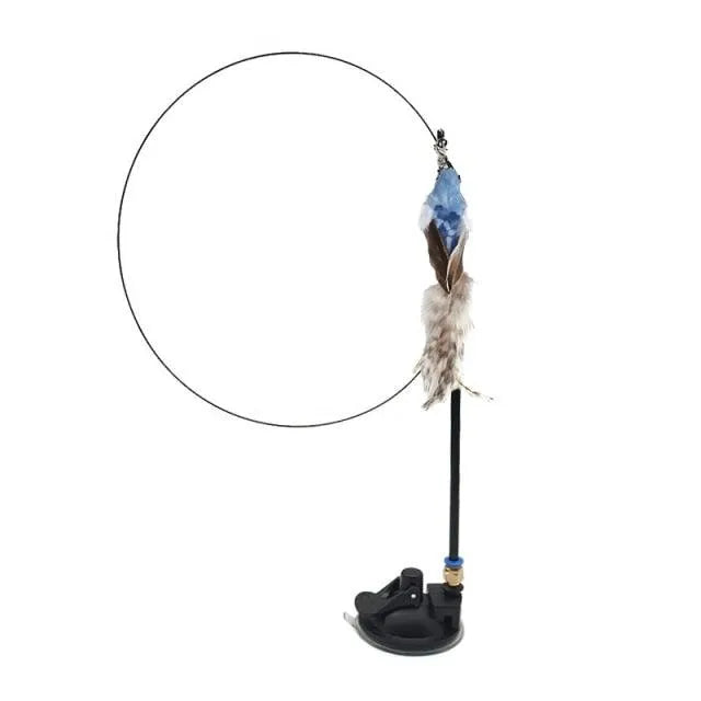 Funny Feather Bird with Bell Cat Stick Toy by Stevvex, colorful interactive teaser wand for kittens, available in three pr...
