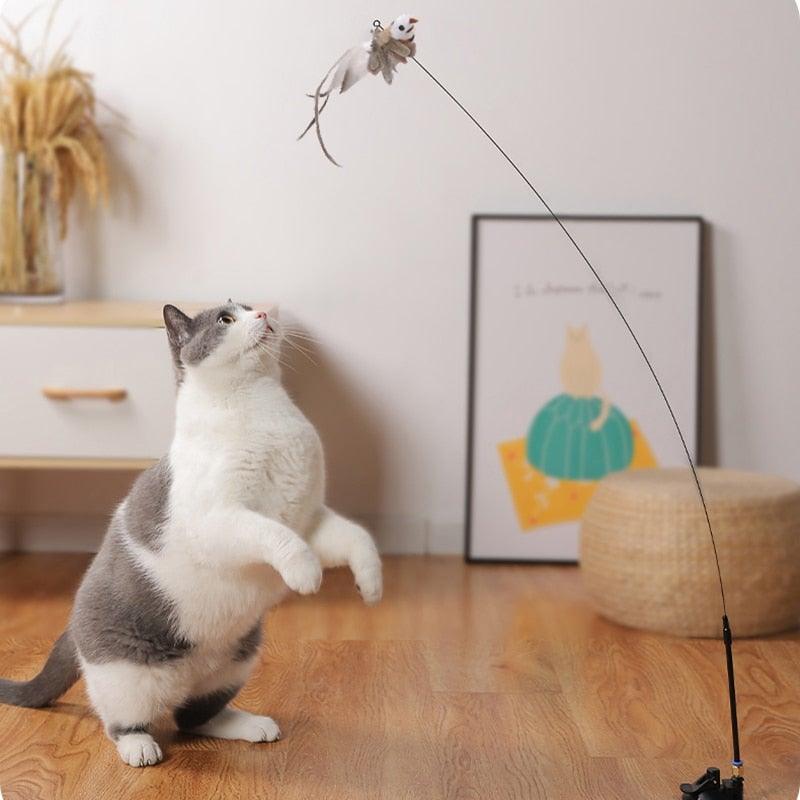 Funny Feather Bird With Bell Cat Stick Toy For Kitten Play
