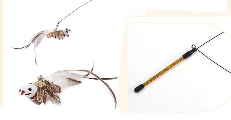 Funny Feather Bird With Bell Cat Stick Toy For Kitten Play