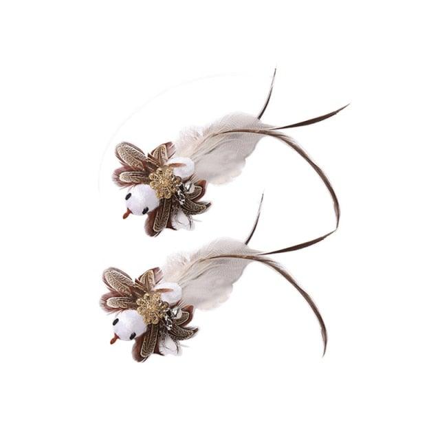 Funny Feather Bird With Bell Cat Stick Toy For Kitten Play