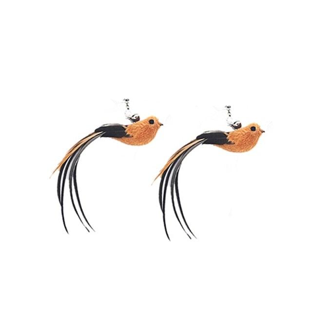 Funny Feather Bird With Bell Cat Stick Toy For Kitten Play