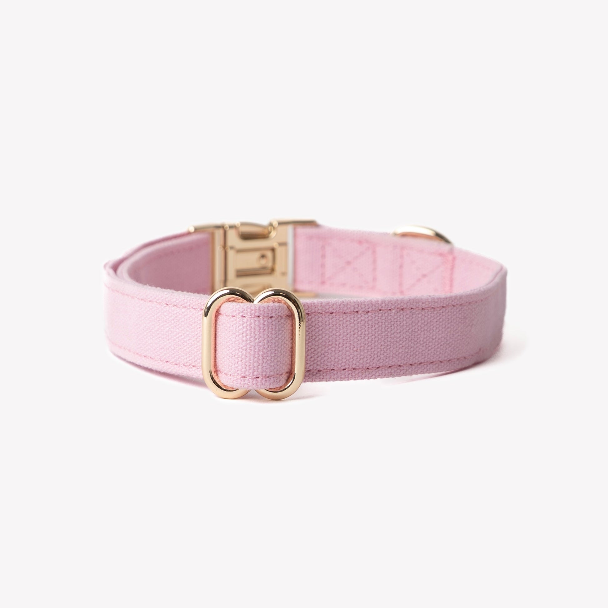 FURLOU Pink Canvas Dog Collar with Gold Hardware for Comfortable and Stylish Pet Wear