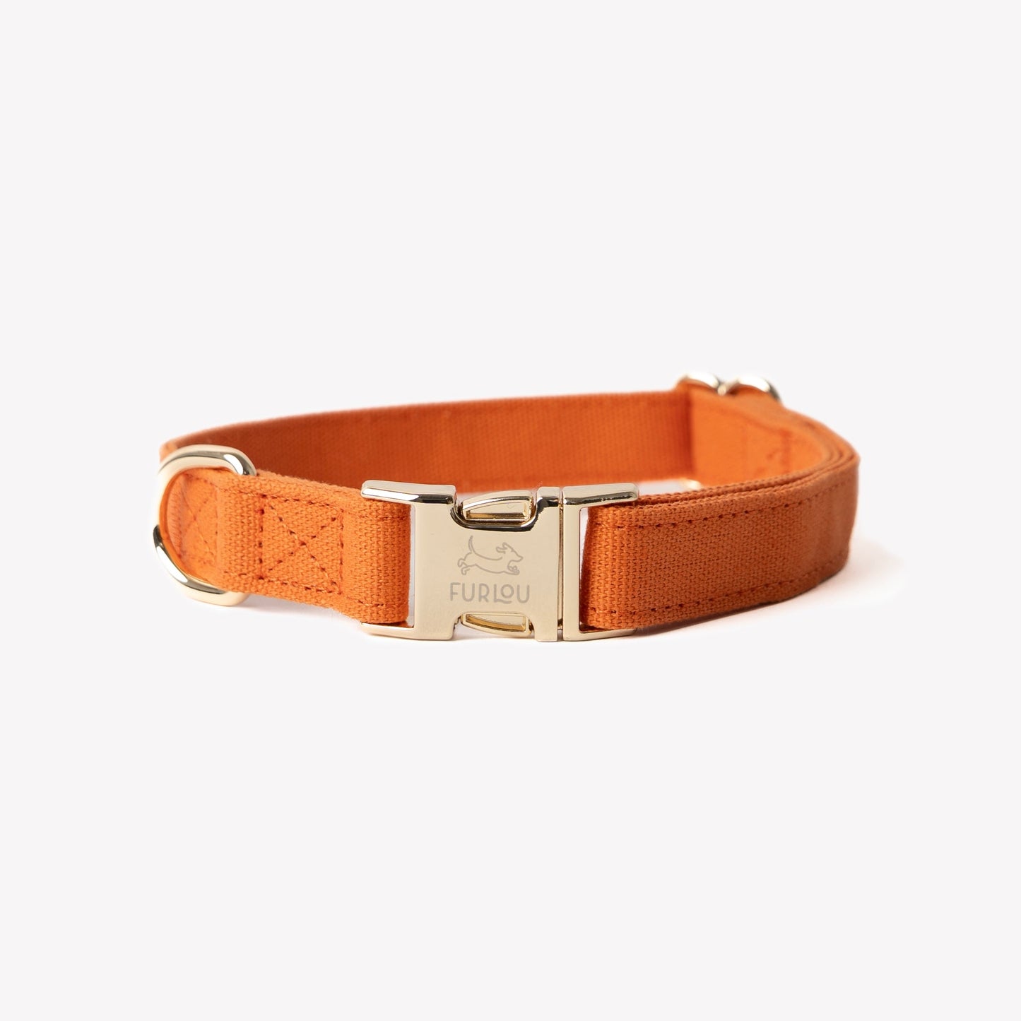 FURLOU Canvas Dog Collar in Orange with Durable Metal Buckle for Stylish Pet Accessory
