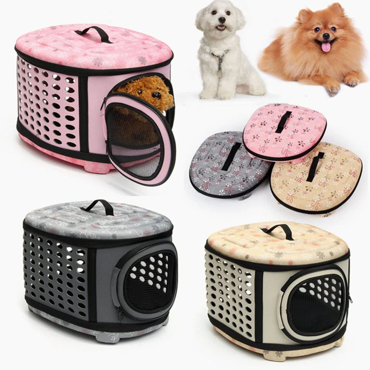 Furr Baby Gifts - Foldable Pet Dog Cat Puppy Handbag Carrier Cage - Pet Travel Gear