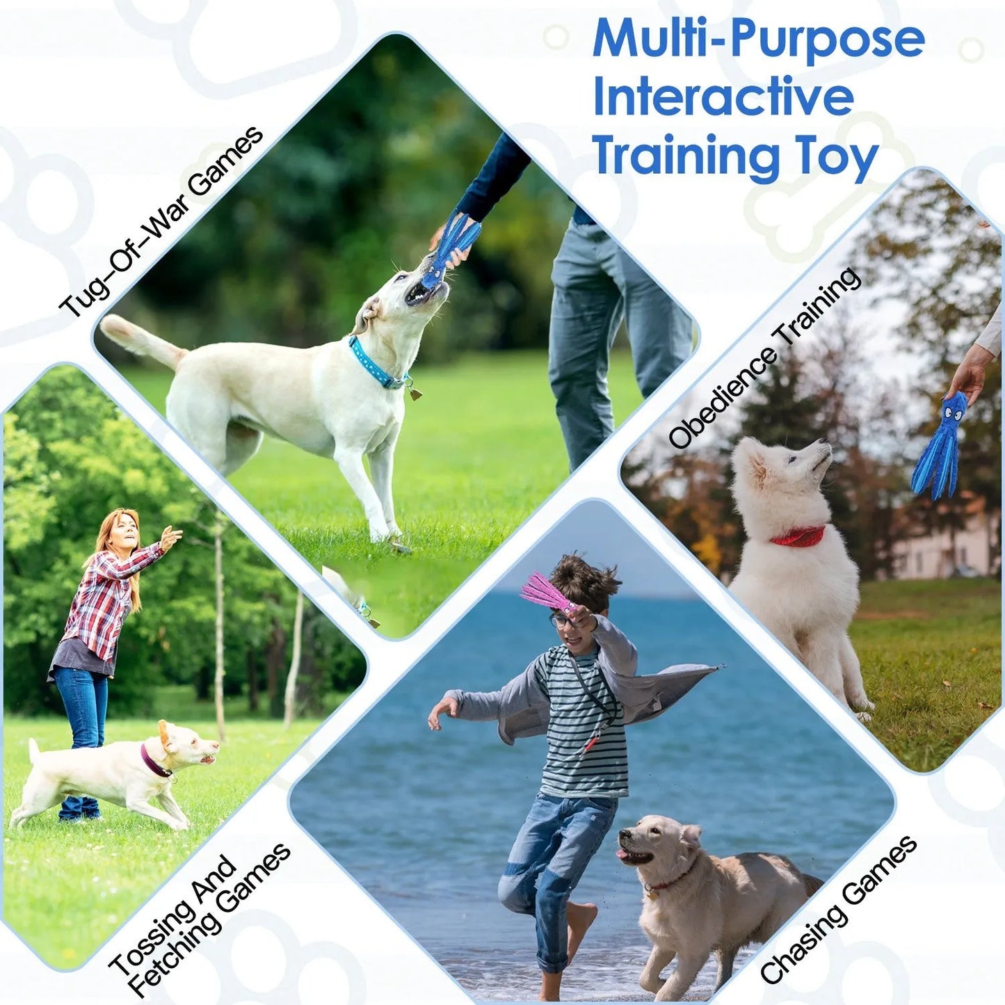 GBruno 2Pcs Squeaky Dog Toys in Blue and Pink, perfect for playful pups, from GBruno Store, ideal for interactive fun.