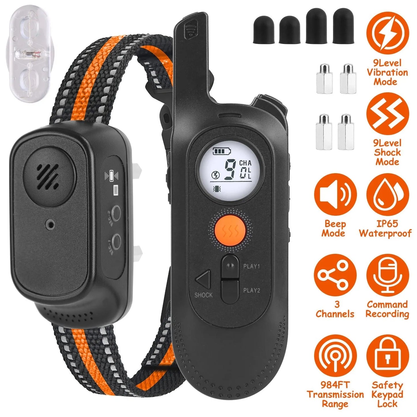 GBruno 984FT Dog Training Collar in black, adjustable size, ideal for effective dog training from GBruno Store.