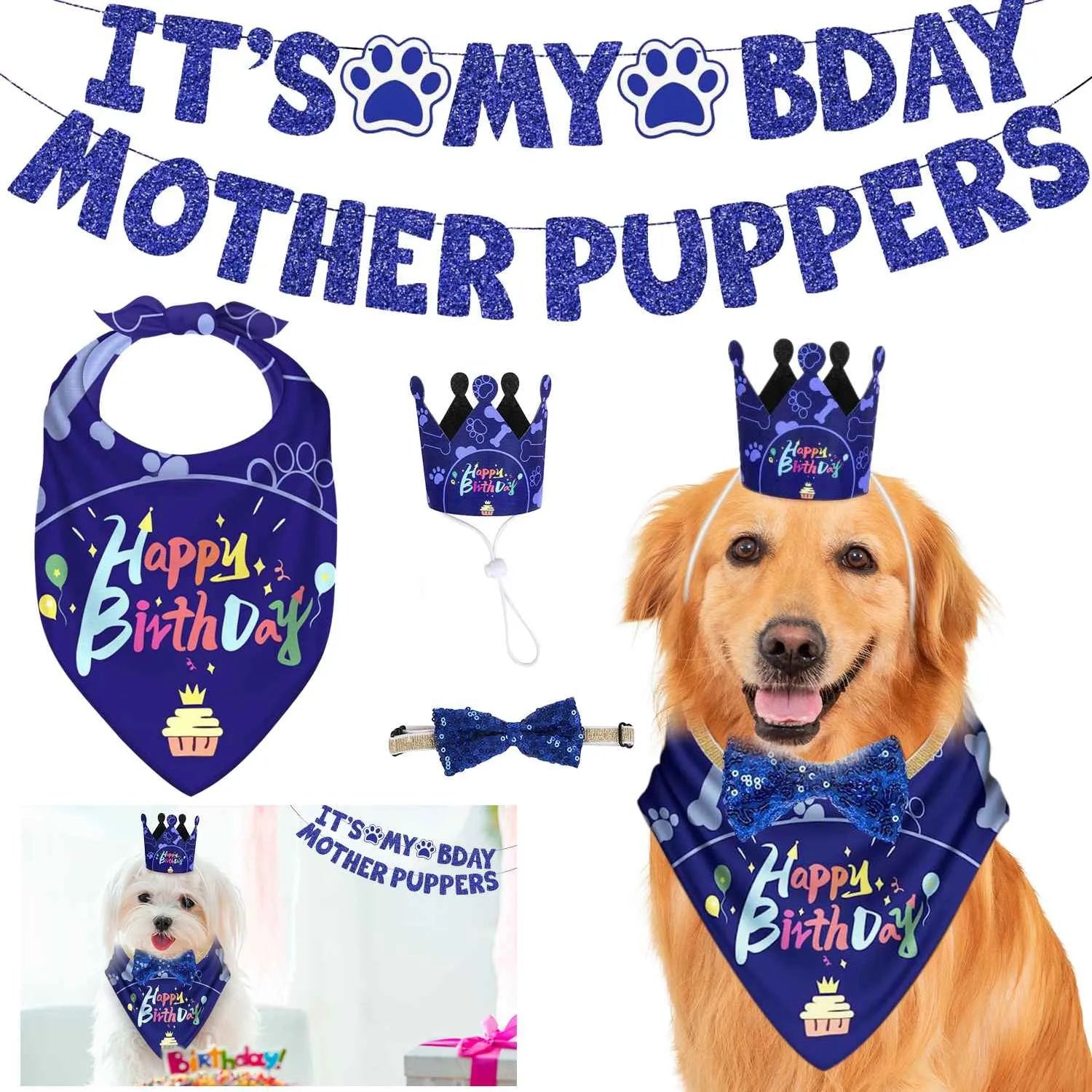 GBruno Dog Birthday Bandana Hat in vibrant colors, perfect for celebrating your dog's special day, priced at $21.99.