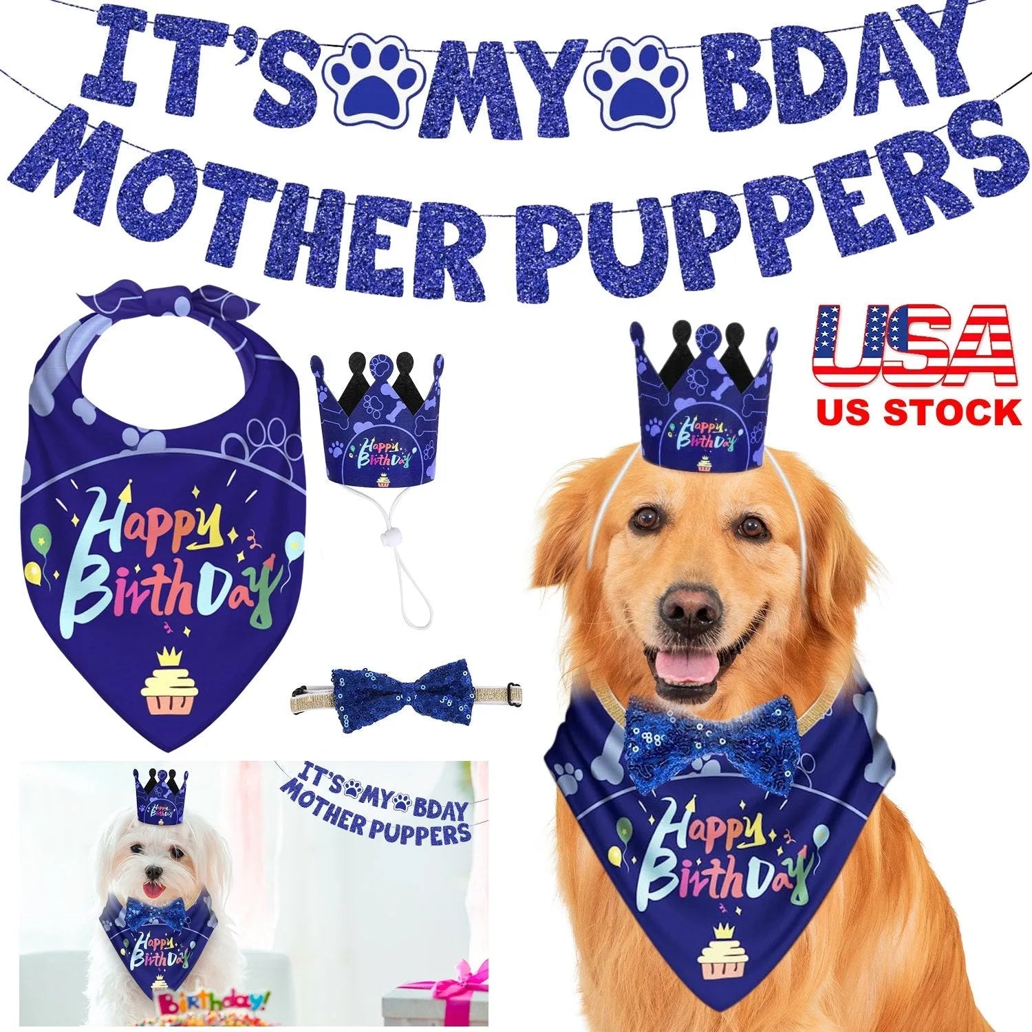 GBruno Dog Birthday Bandana Hat in vibrant colors, perfect for celebrating your dog's special day, available for $21.99.