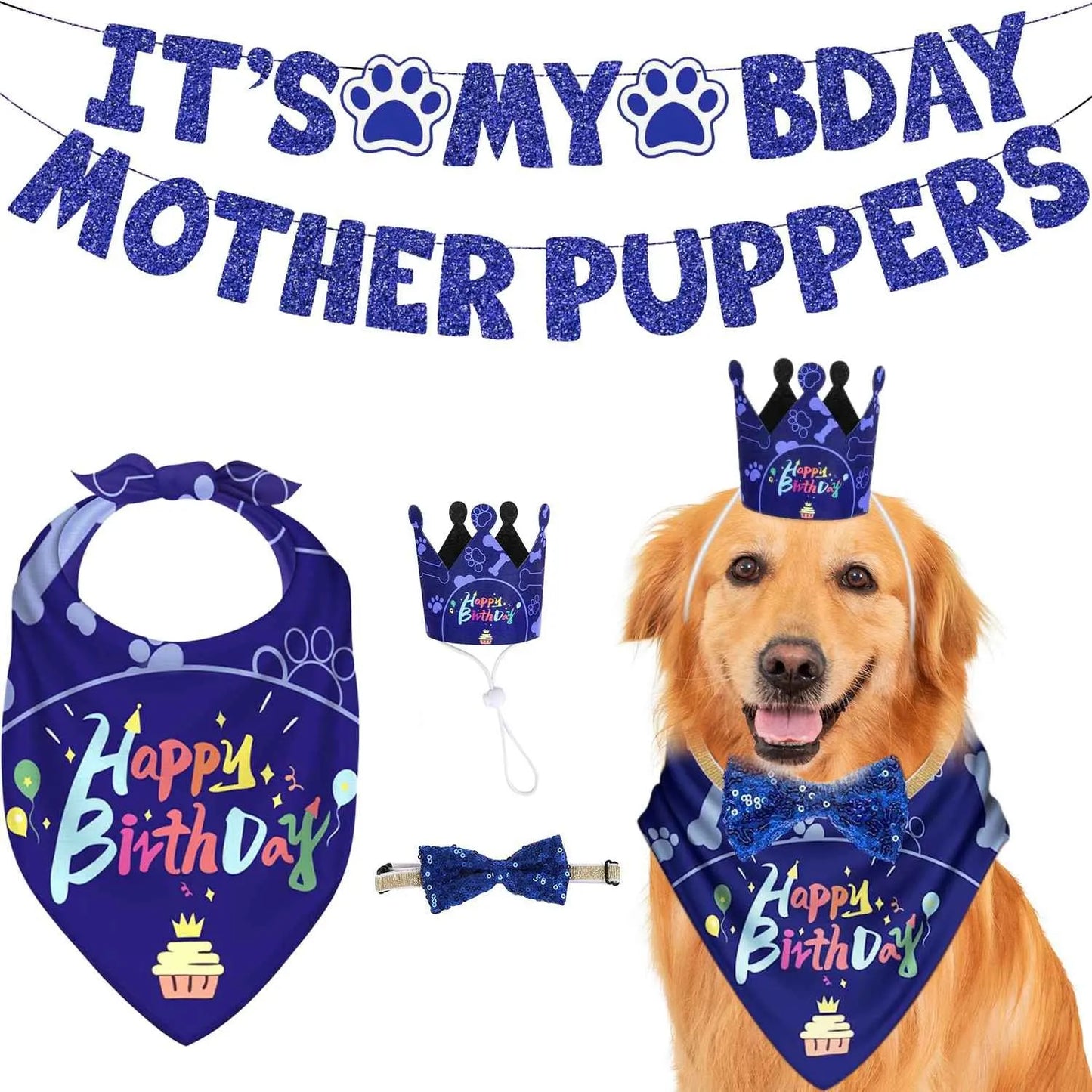 GBruno Dog Birthday Bandana Hat in vibrant colors, perfect for celebrating your pet’s special day, available at GBruno Sto...
