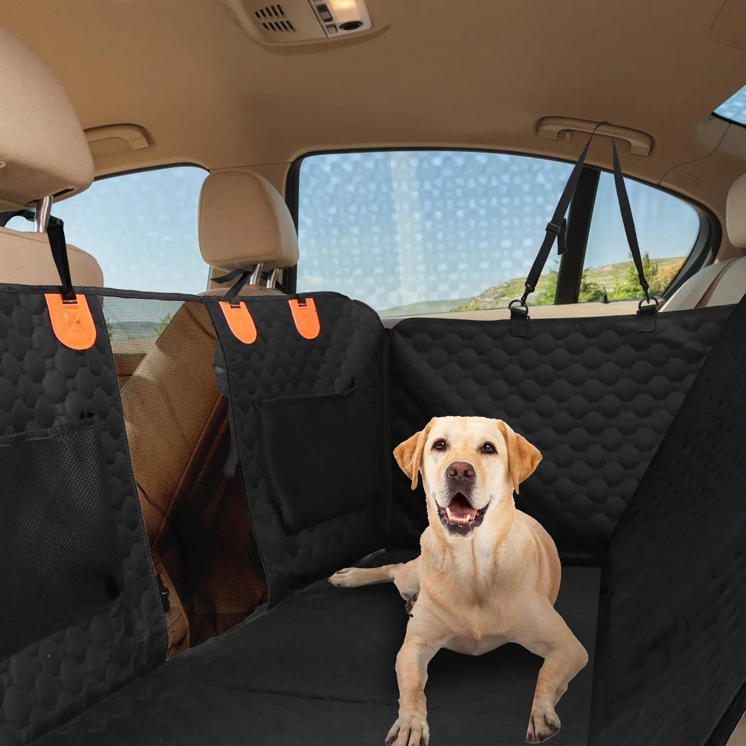 GBruno Dog Car Back Seat Cover in black, perfect for protecting your car's interior while traveling with your dog.