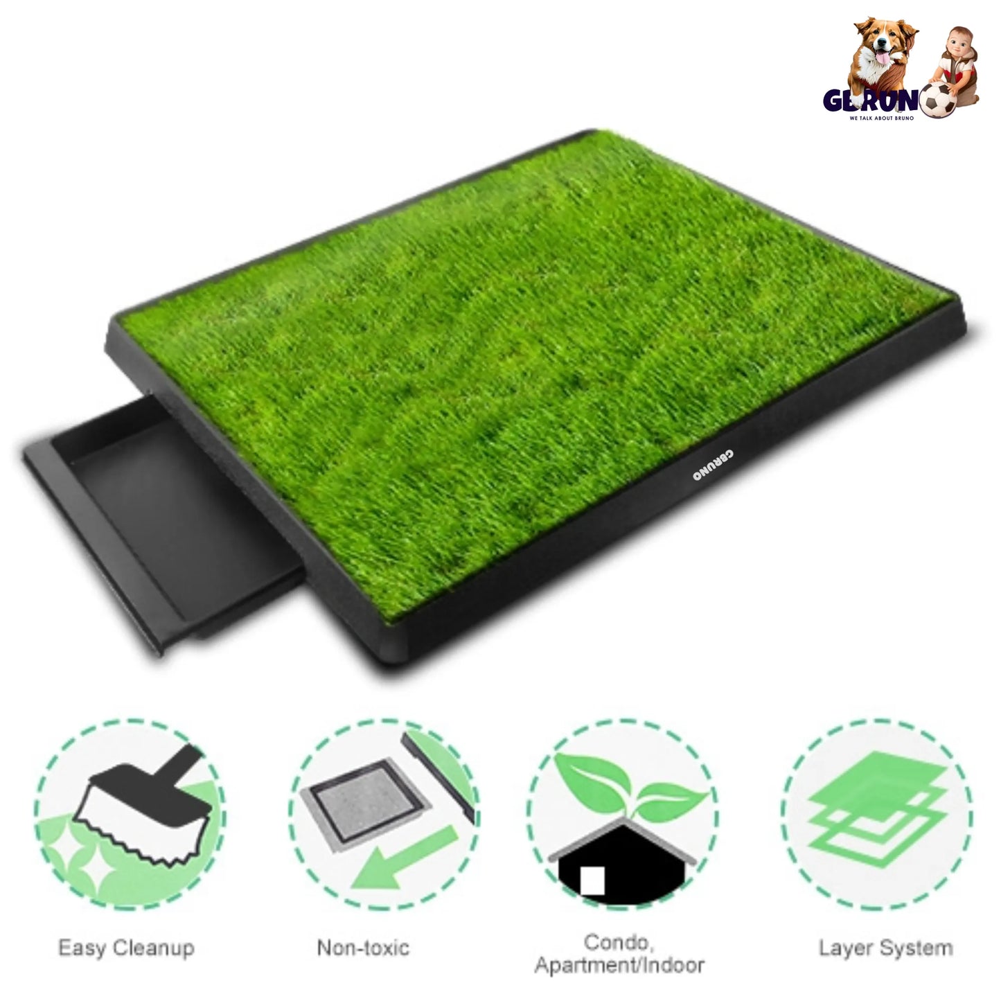 GBruno Dog Potty Training Grass Pad in green, perfect for indoor pet supplies, priced at $53.99 from GBruno Store.