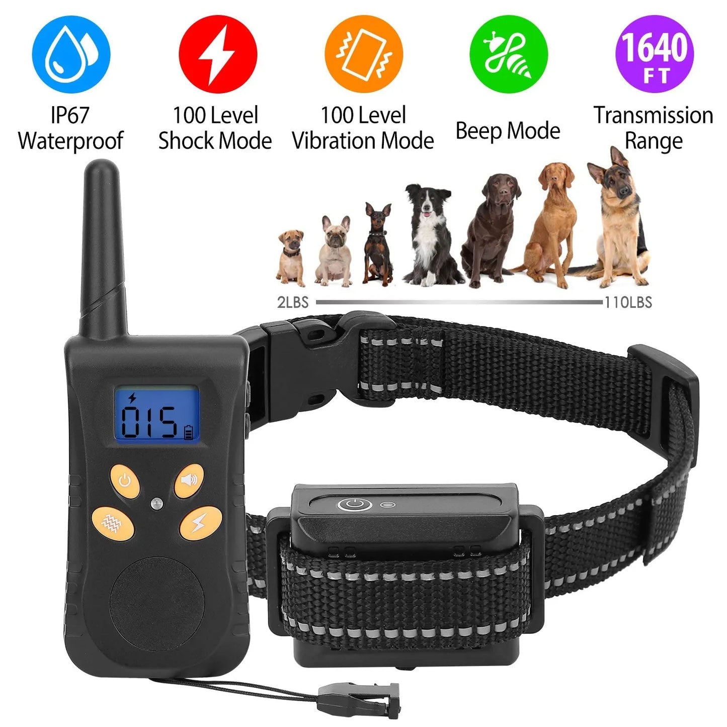 GBruno Dog Training Collar in black, size adjustable, priced at $54.99, perfect for effective dog training from GBruno Store.