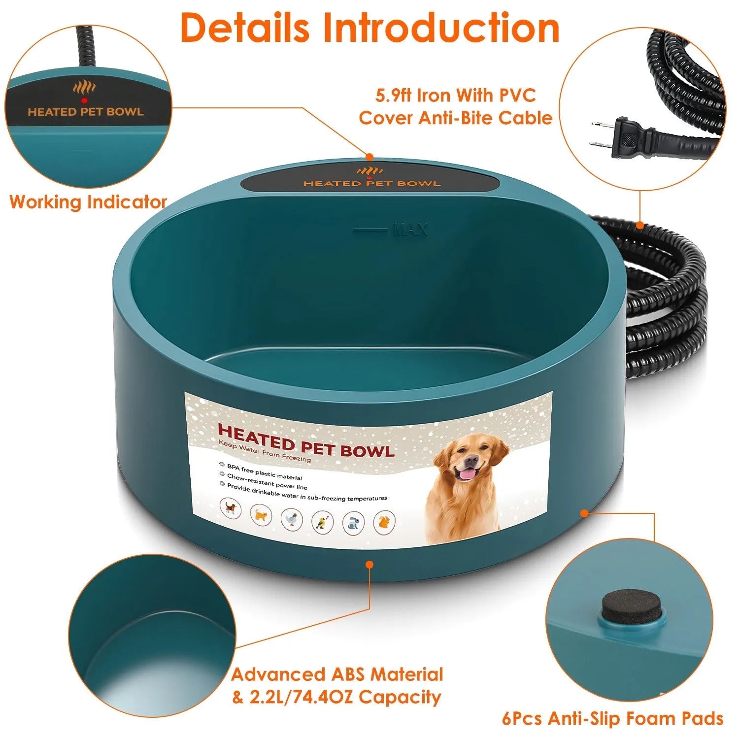GBruno Heated Water Bowl for Dog Cat by GBruno Store, 54.99, ideal for keeping pets' water warm, perfect for winter use.