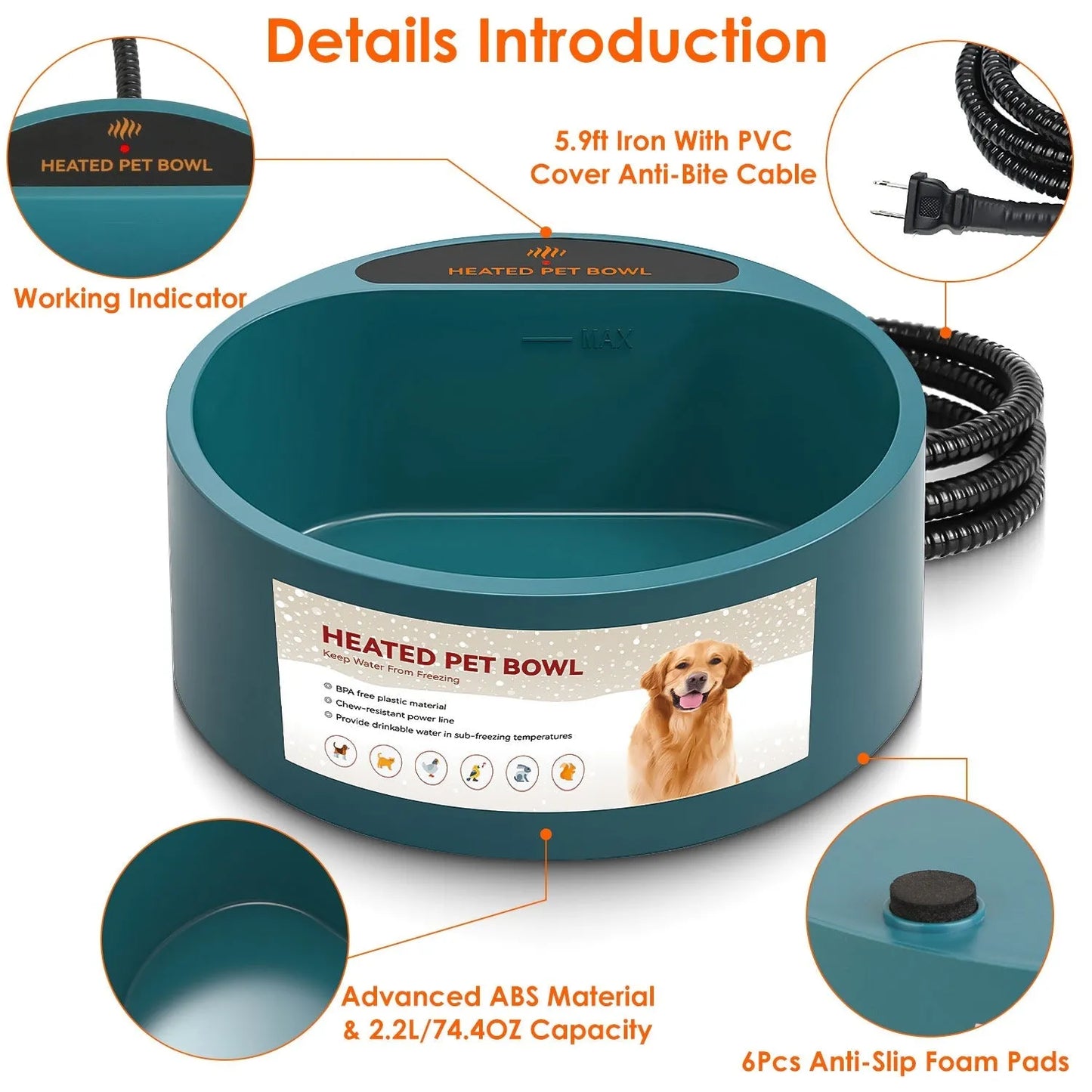 GBruno Heated Water Bowl for Dog Cat by GBruno Store, 54.99, featuring a sleek design perfect for pets in colder weather.