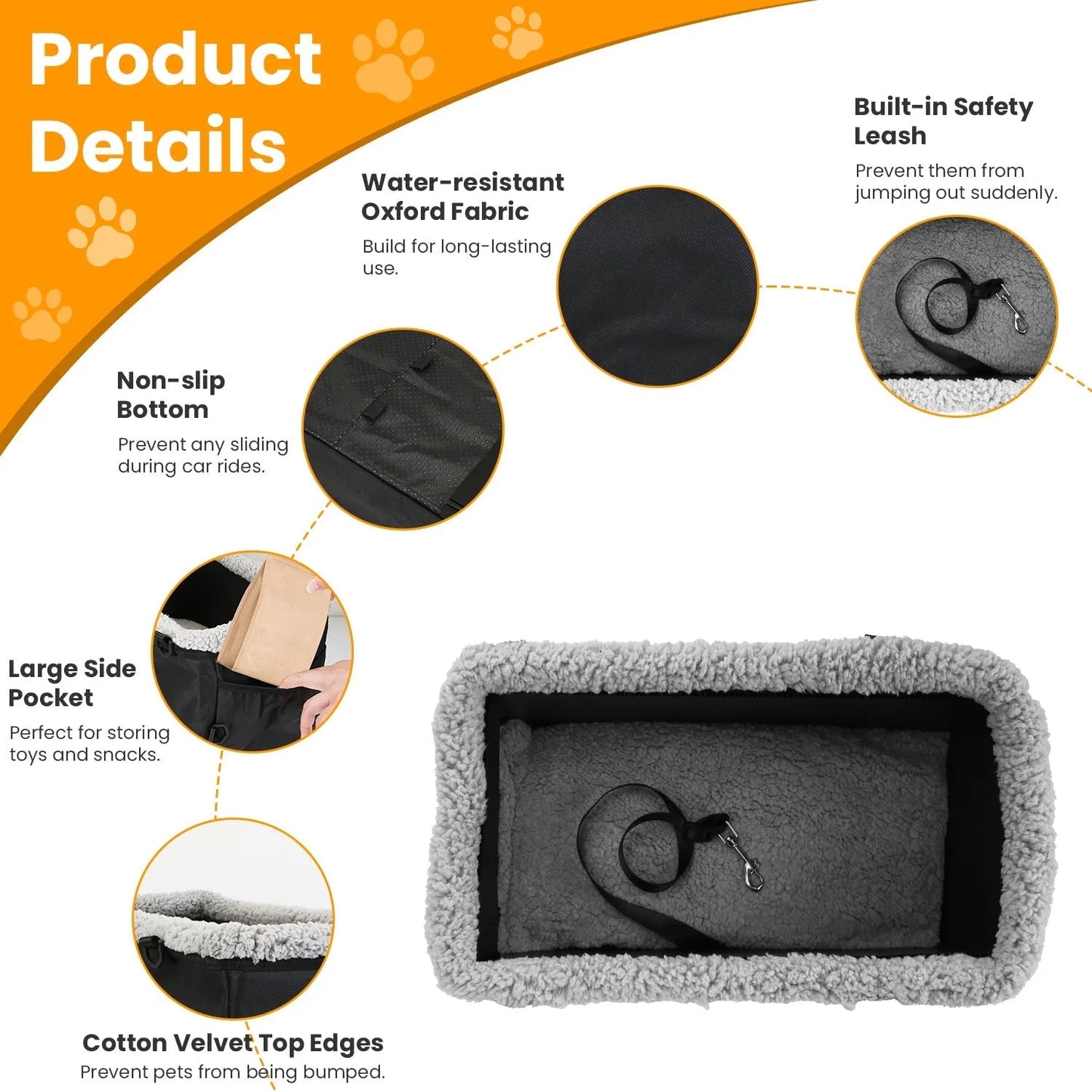 GBruno Small Dog Car Seat in black, perfect for small dogs, by GBruno Store, priced at $51.99, ideal back seat cover for p...