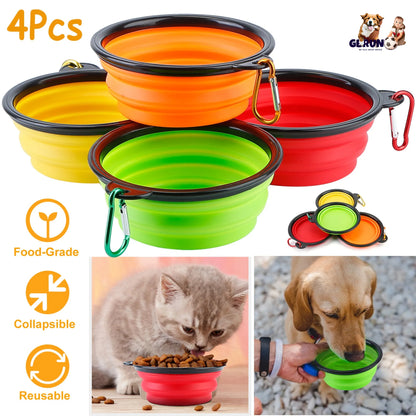 GBruno Store - 4Pcs Silicone Collapsible Dog Bowls BPA Free Travel Dog Bowl