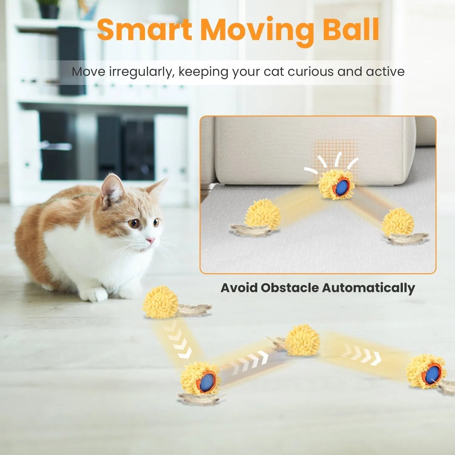 GBruno Store - Cat Toys Ball Fast Rolling in Pouch Rechargeable Motion - Cat Toys