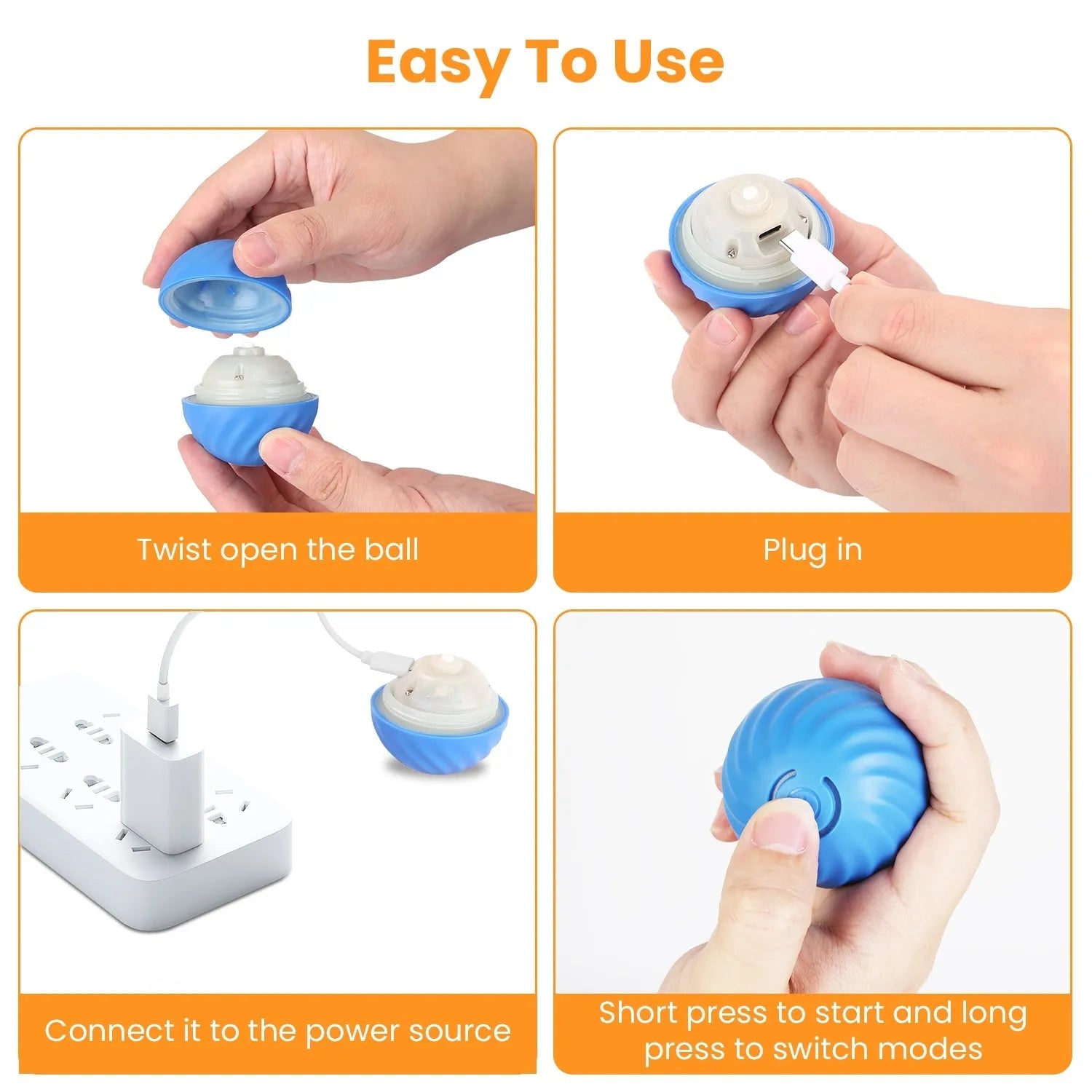 GBruno Store - Cat Toys Ball Fast Rolling in Pouch Rechargeable Motion - Cat Toys