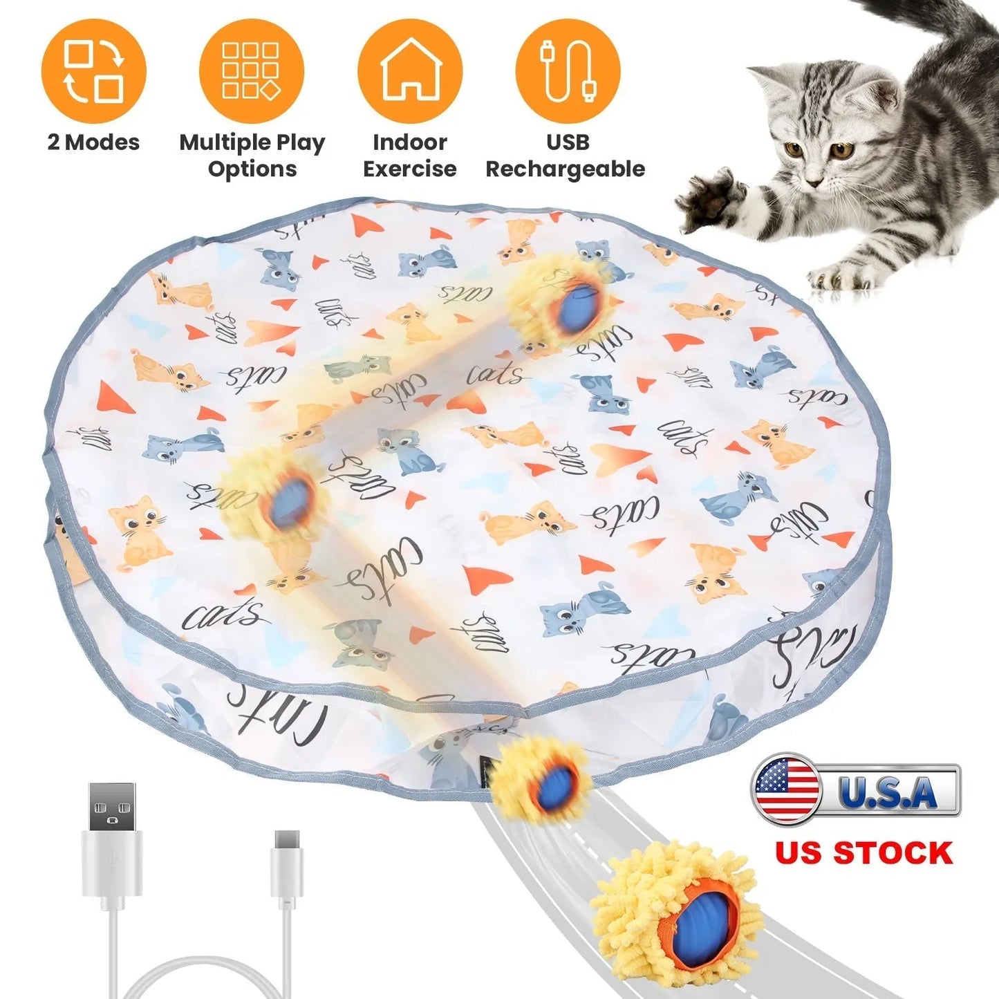GBruno Store - Cat Toys Ball Fast Rolling in Pouch Rechargeable Motion