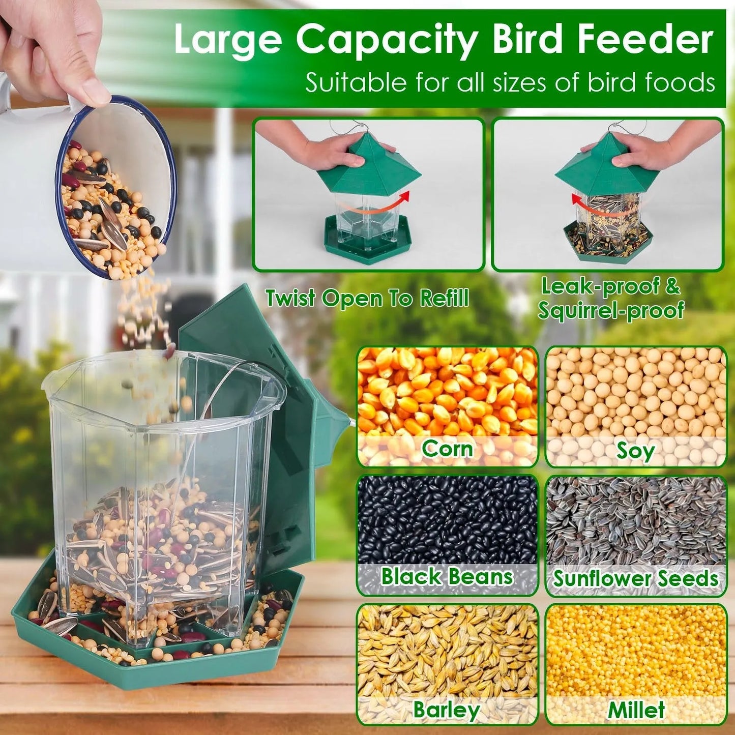 GBruno Store - Hanging Gazebo Wild Bird Feeder Outdoor Bird Seed Station with Large Capacity 6 Feeder Ports for Garden Pat...