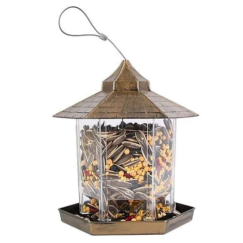 GBruno Store - Hanging Gazebo Wild Bird Feeder Outdoor Bird Seed Station with Large Capacity 6 Feeder Ports for Garden Pat...