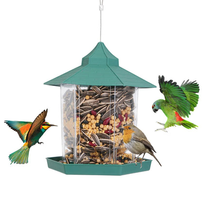 GBruno Store - Hanging Gazebo Wild Bird Feeder Outdoor Bird Seed Station with Large Capacity 6 Feeder Ports for Garden Pat...