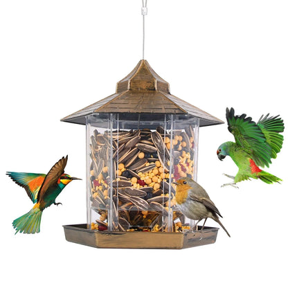 GBruno Store - Hanging Gazebo Wild Bird Feeder Outdoor Bird Seed Station with Large Capacity 6 Feeder Ports for Garden Pat...