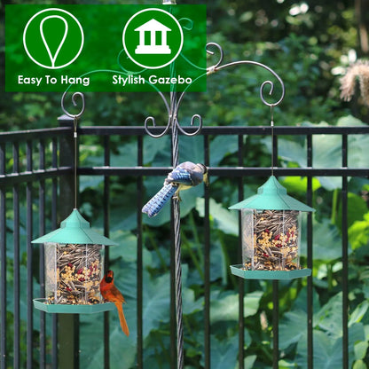 GBruno Store - Hanging Gazebo Wild Bird Feeder Outdoor Bird Seed Station with Large Capacity 6 Feeder Ports for Garden Pat...
