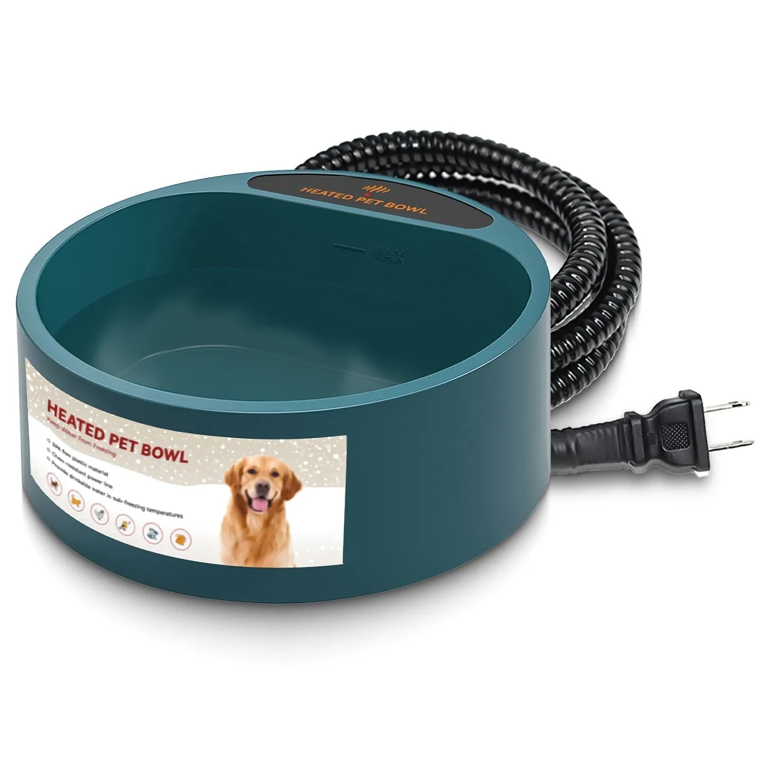 GBruno Store - Heated Water Bowl for Dog Cat 74.4OZ Heating Water Dish IP67